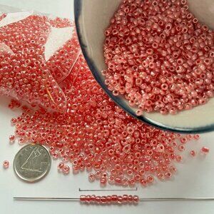 As Low As $2 Salmon Pink Colour Lined Rocaille Seed Beads 3mm 8/0 2oz 57g